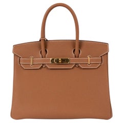 HERMÈS Sac BIRKIN 30 en cuir Togo camel or Ghw