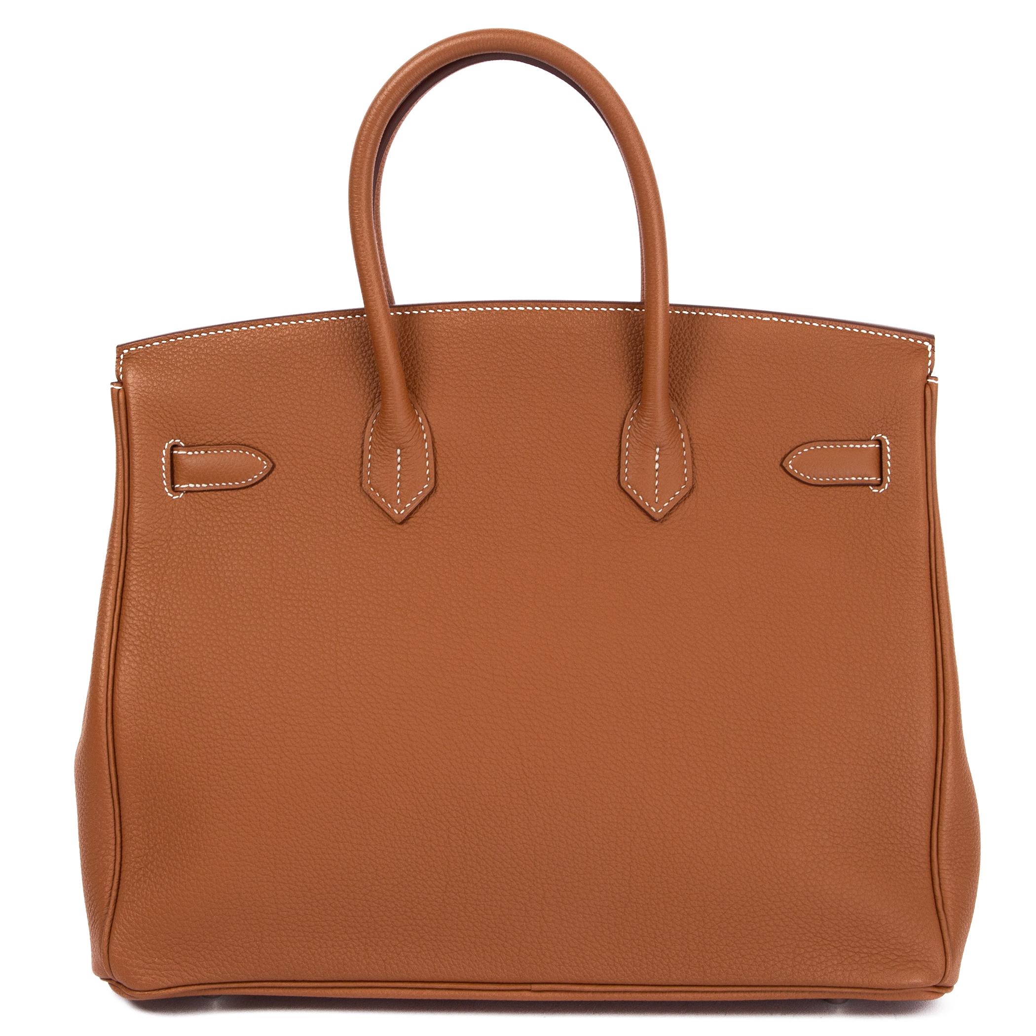HERMES Gold camel Togo leather BIRKIN 35 Bag Phw In Excellent Condition In Zürich, CH
