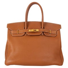 HERMES Gold camel Togo-Leder & Gold BIRKIN 35 Tasche