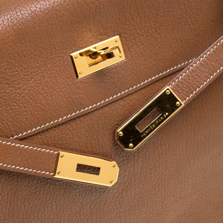 Hermes Gold Chevre de Coromandel Leather Gold Hardware Kelly Retourne ...