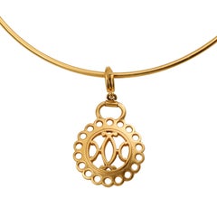 Hermes Gold Choker Necklace w Medallion