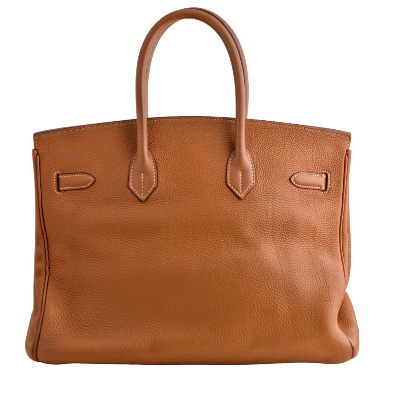 Hermès Gold Clémence Birkin 35 Togo Silver Hardware In Excellent Condition For Sale In Banbury, GB