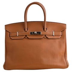 Hermès Clémence Birkin 35 Oro Togo Herrajes Plata