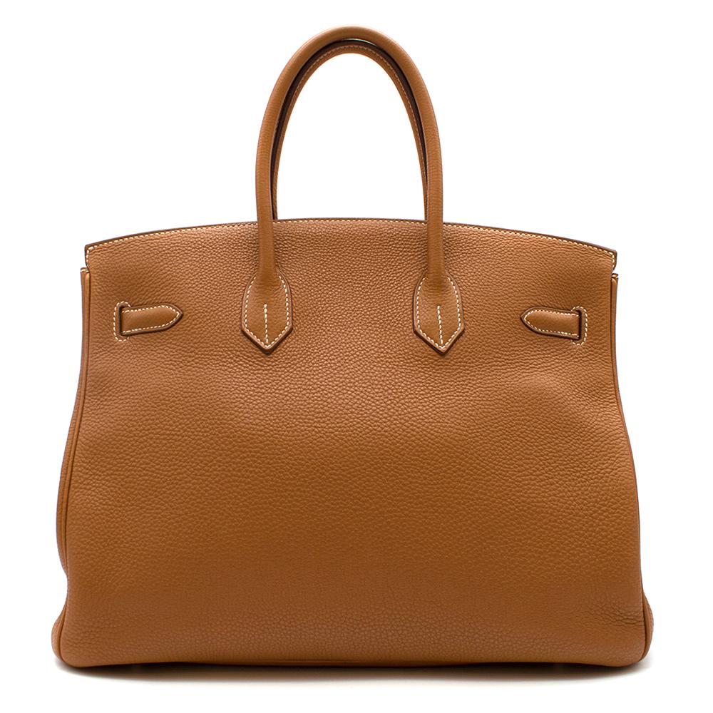 Brown Hermes Gold Clemence Leather 35cm Birkin Bag
