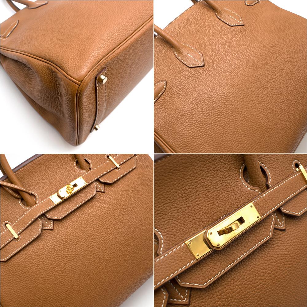 Hermes Gold Clemence Leather 35cm Birkin Bag 3