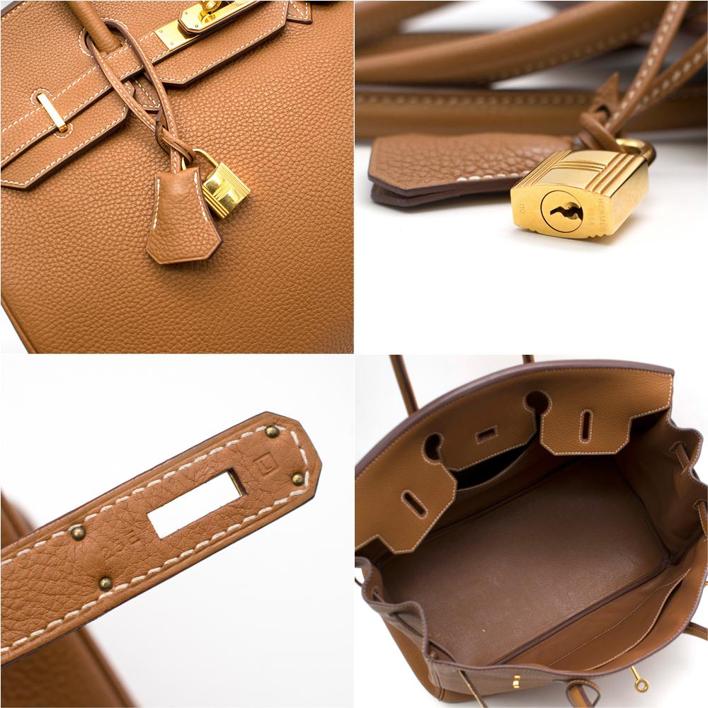 Hermes Gold Clemence Leather 35cm Birkin Bag 4