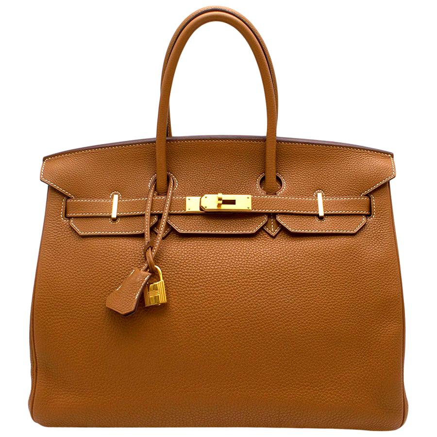 Hermes Gold Clemence Leather 35cm Birkin Bag