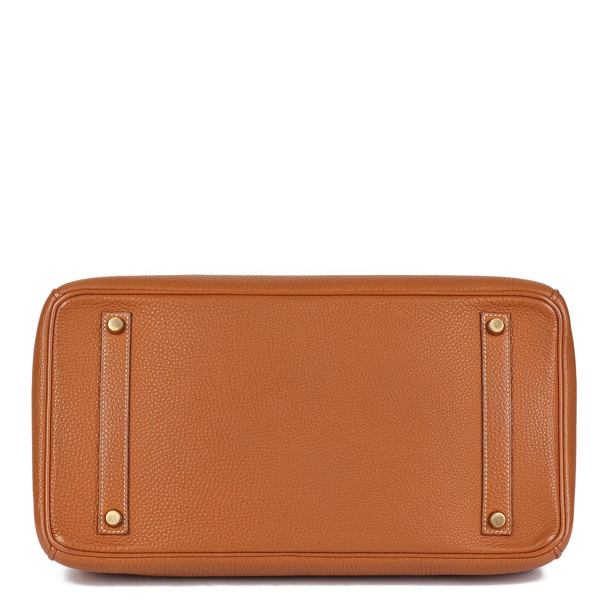 HERMÈS Gold Clemence Leather Birkin 35cm Retourne In Excellent Condition In Bishop's Stortford, Hertfordshire