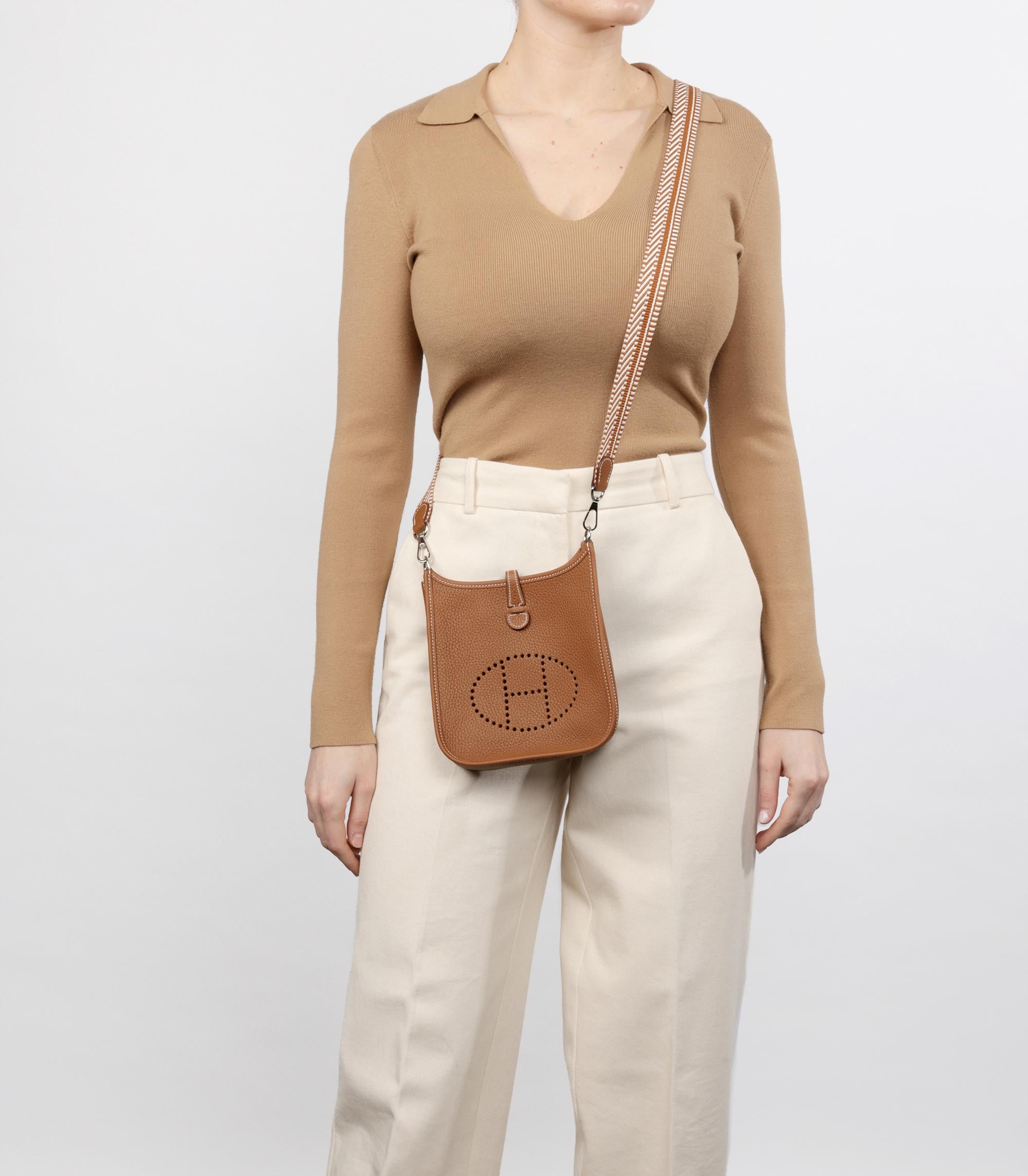 Hermès Gold Clemence Leather & Ecru Sangle Cavale Amazone Evelyne TPM 6