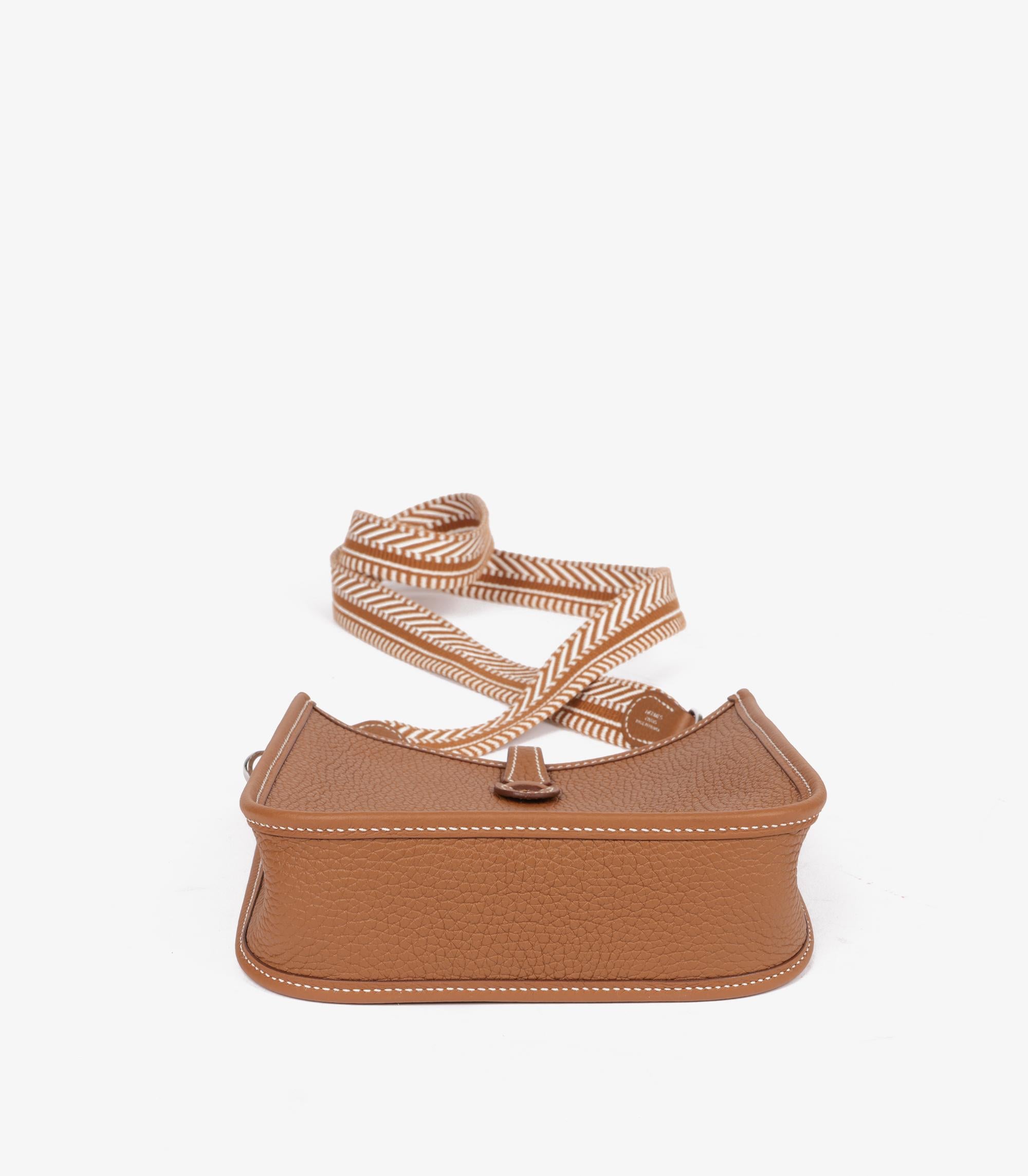 Women's or Men's Hermès Gold Clemence Leather & Ecru Sangle Cavale Amazone Evelyne TPM