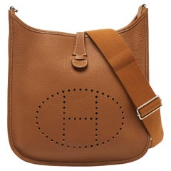 Hermes Gold Clemence Leather Evelyne III PM Bag