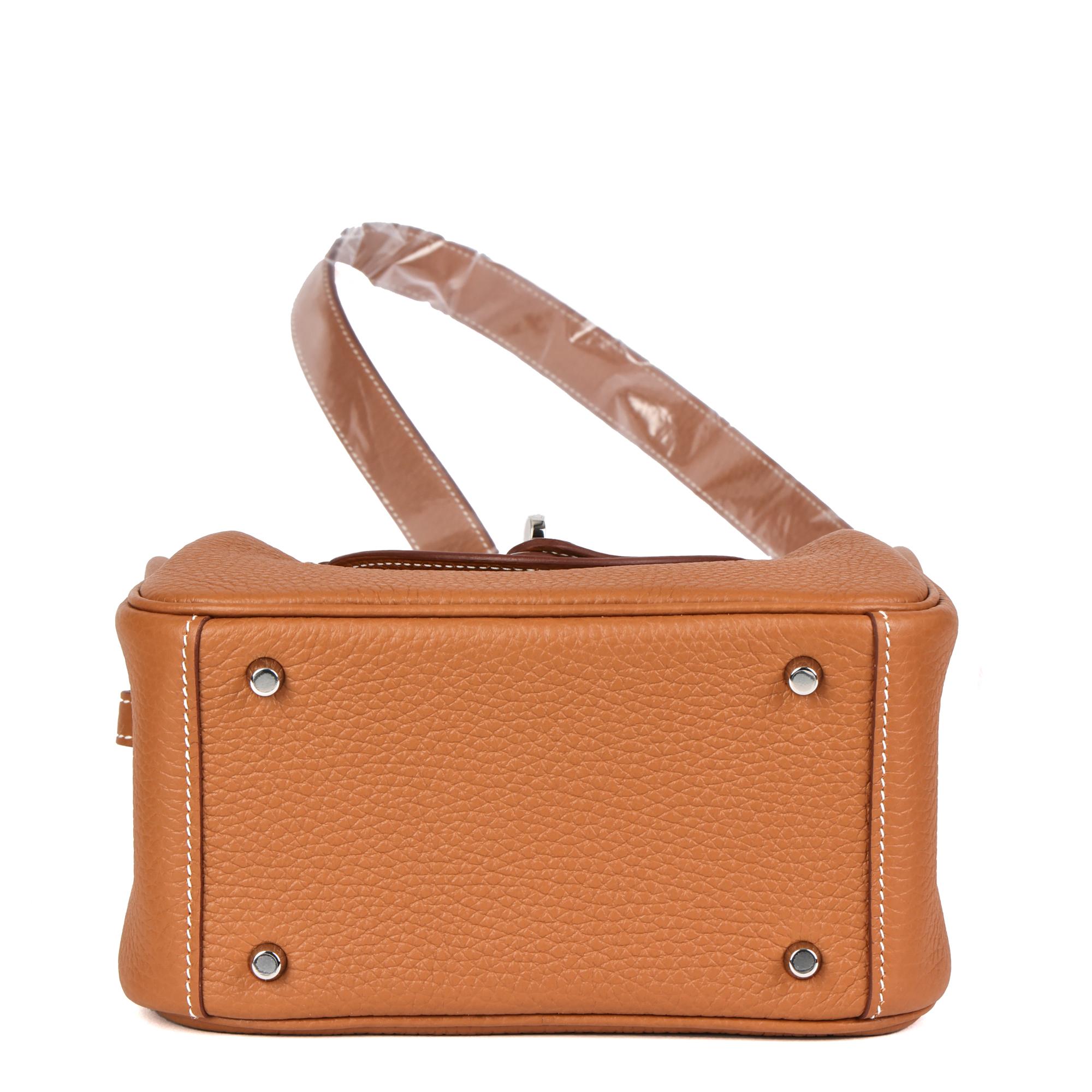 HERMÈS Gold Clemence Leather Mini Lindy In Excellent Condition In Bishop's Stortford, Hertfordshire