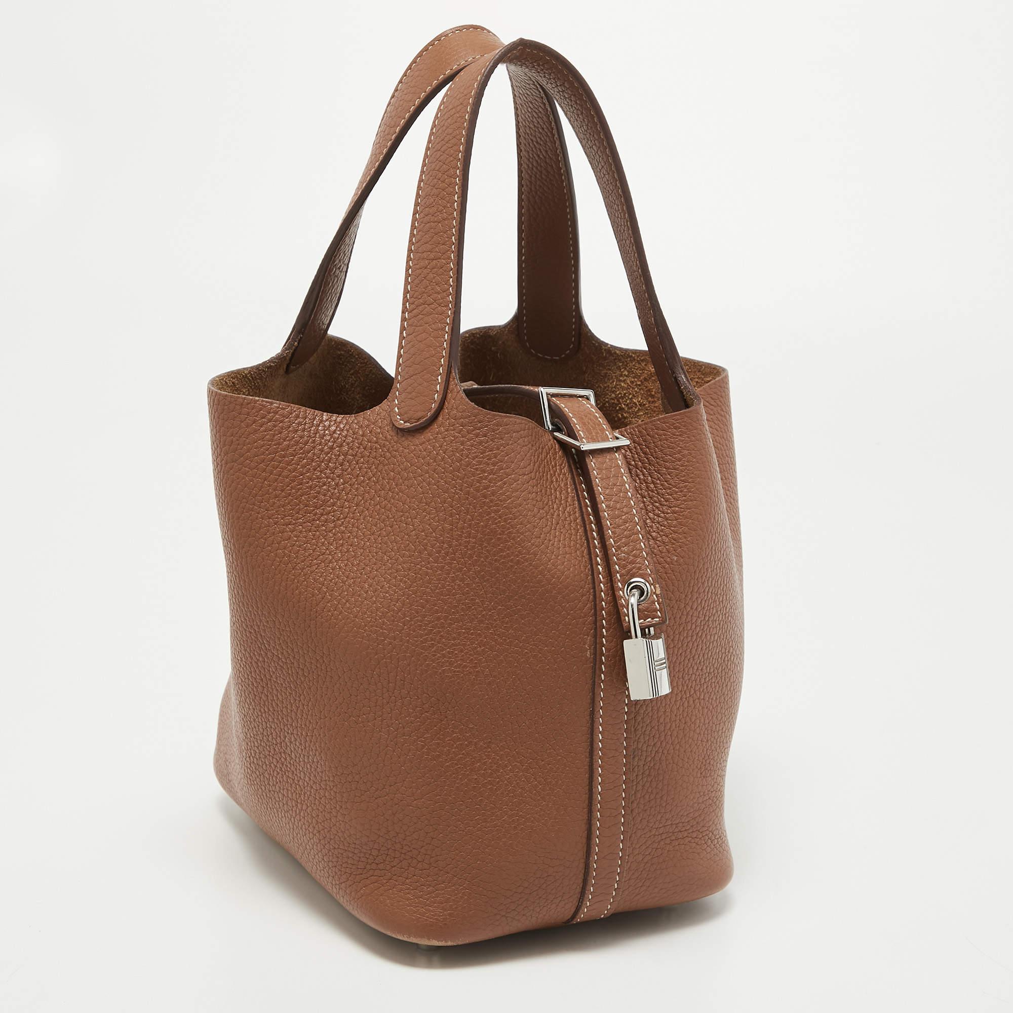 Women's Hermes Gold Clemence Leather Picotin Lock 18 Bag