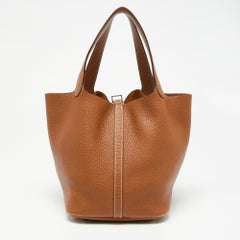 Hermes Gold Clemence Leather Picotin Lock 22 Bag