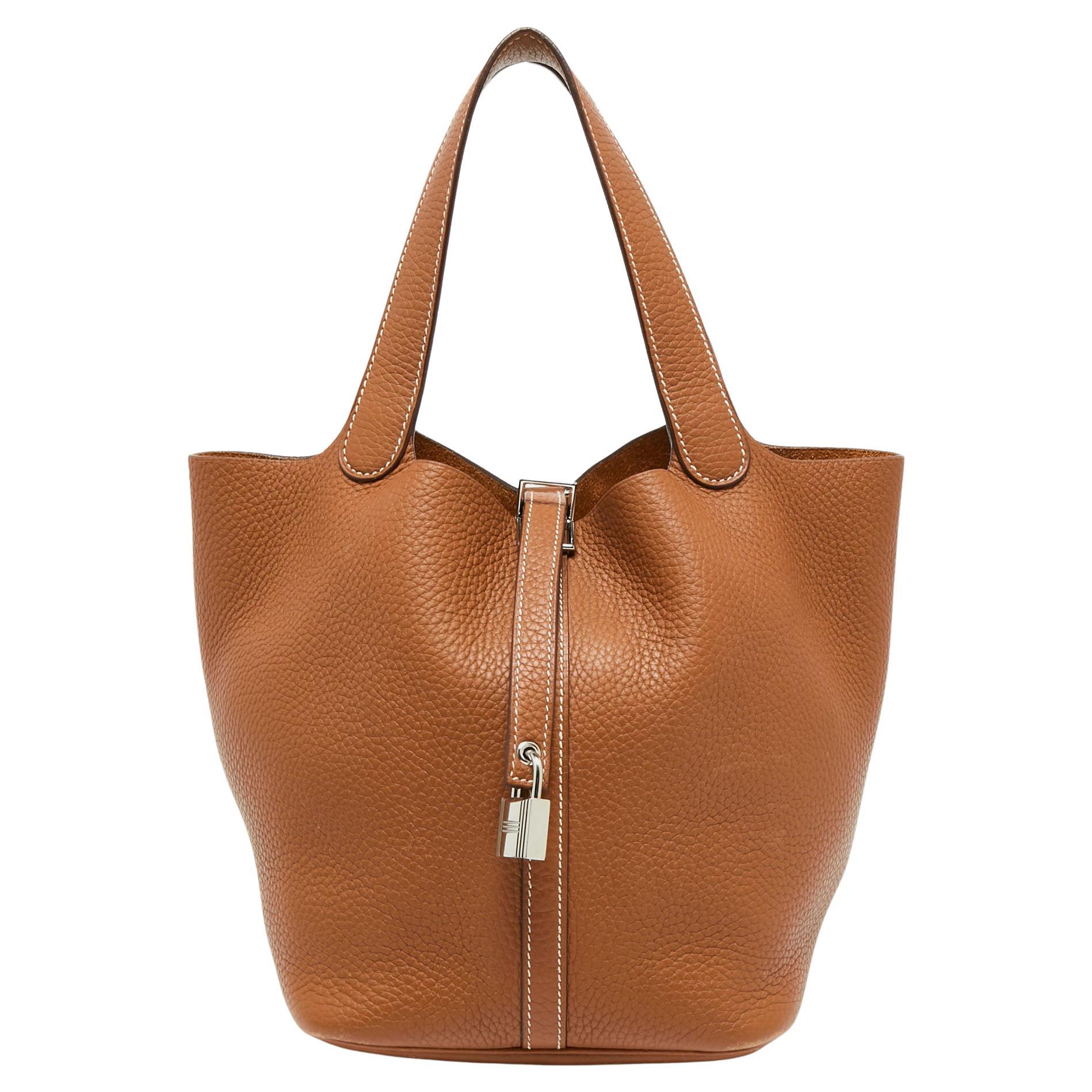 Hermes Gold Clemence Leather Picotin Lock 22 Bag