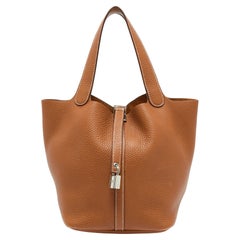 Hermes Gold Clemence Leather Picotin Lock 22 Bag