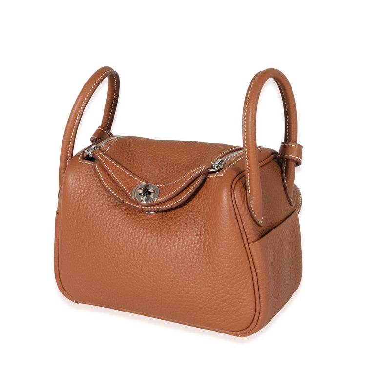 Hermes Gold Clemence Mini Lindy 20 PHW For Sale at 1stDibs