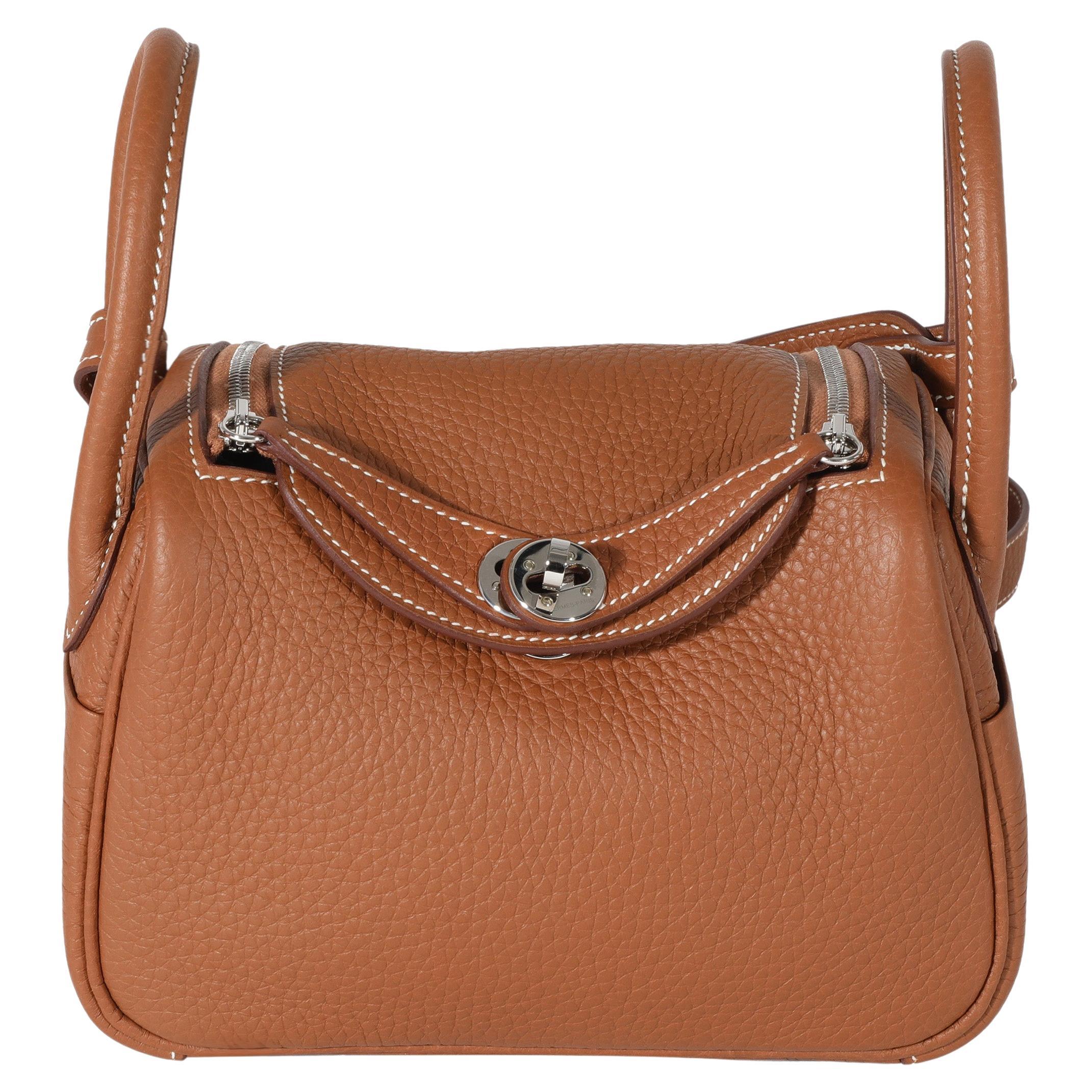 Hermes Gold Clemence Mini Lindy 20 PHW For Sale at 1stDibs