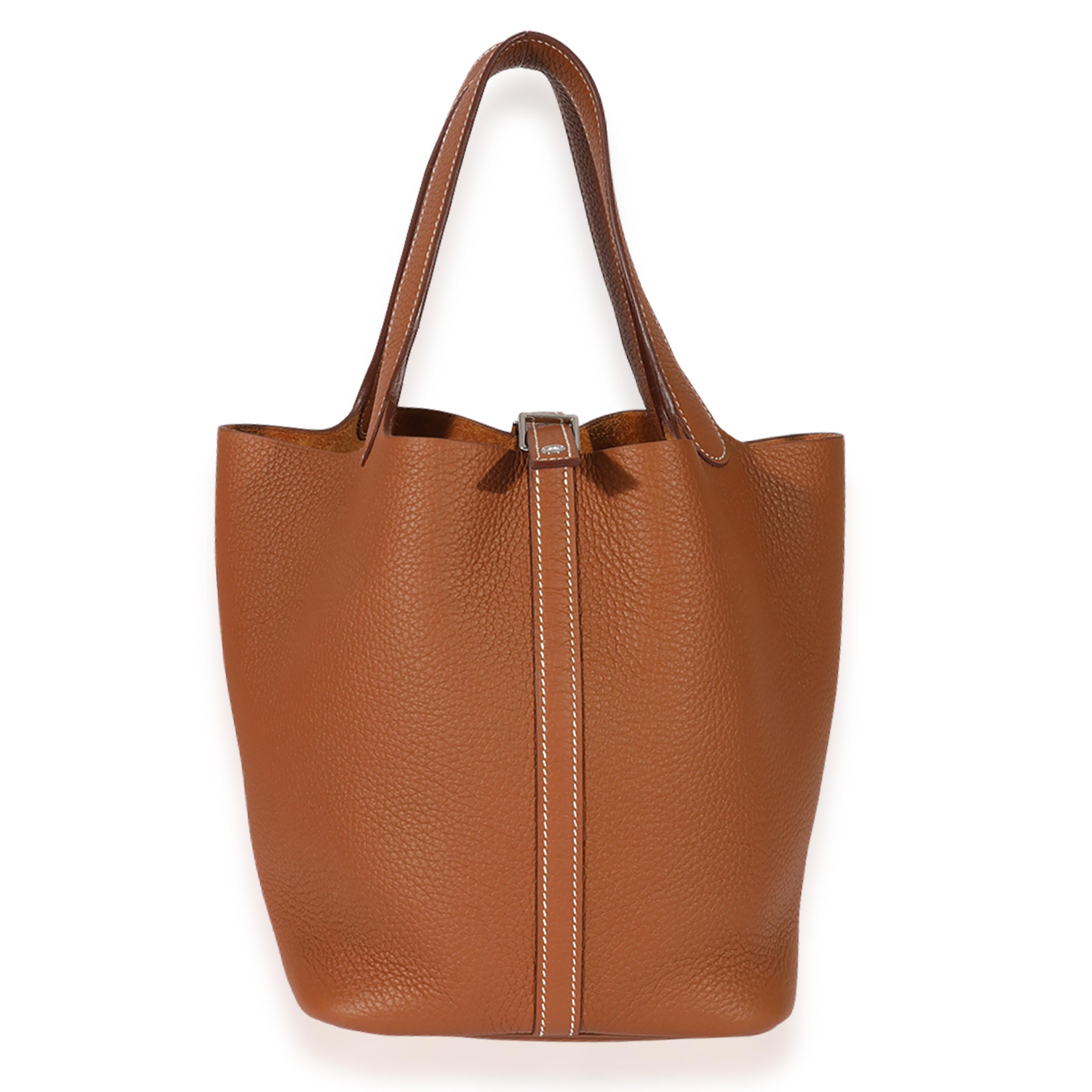 Hermès Gold Clemence Picotin 22 In Excellent Condition In New York, NY