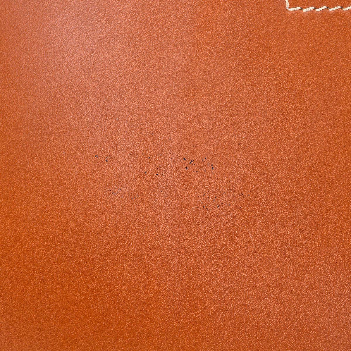 HERMES Gold cognac Hunt leather EVELYNE 29 SELLIER Bag Palladium 1