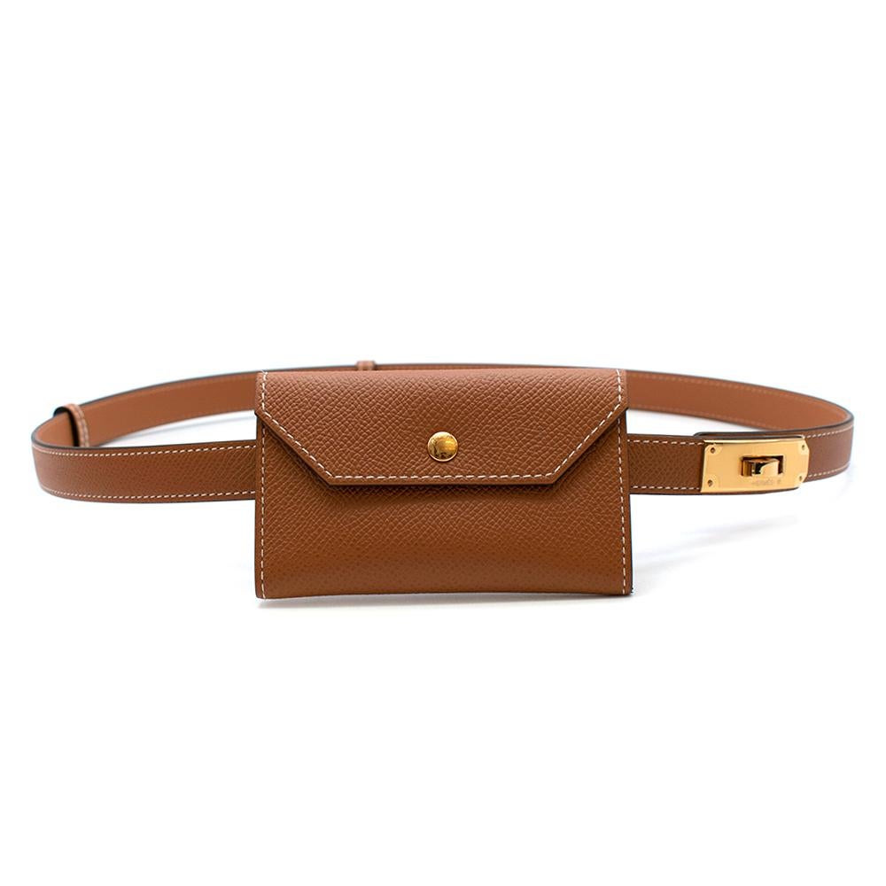 Hermes Gold Colour Epsom Leather Kelly Micro Pocket Belt GHW For Sale 3