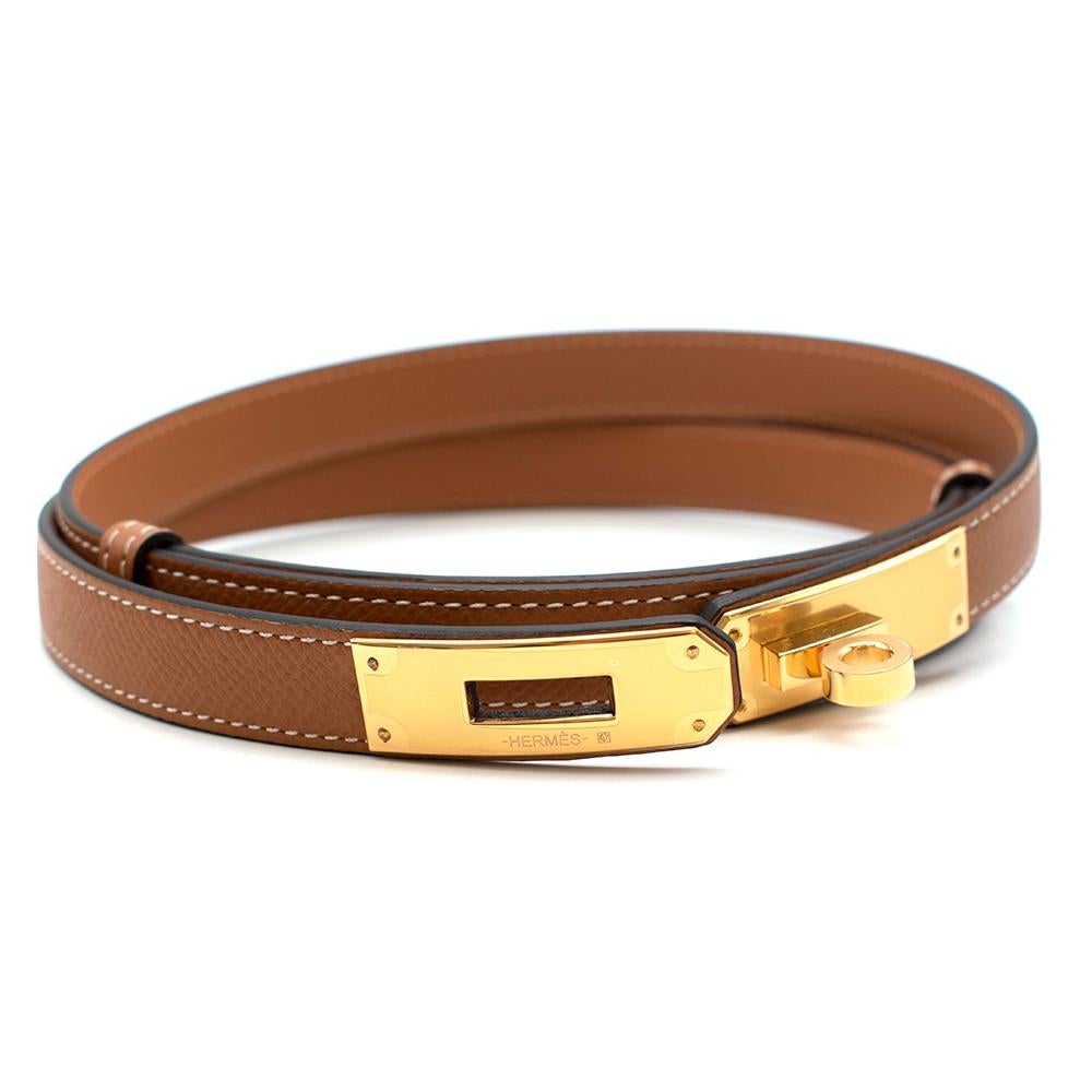 Hermes Gold Colour Epsom Leather Kelly Micro Pocket Belt GHW In New Condition For Sale In London, GB