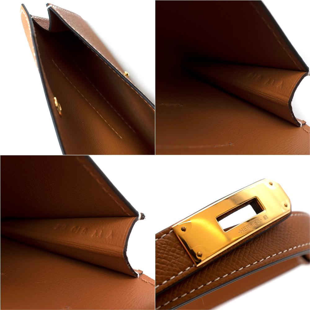 Women's or Men's Hermes Gold Colour Epsom Leather Kelly Micro Pocket Belt GHW For Sale