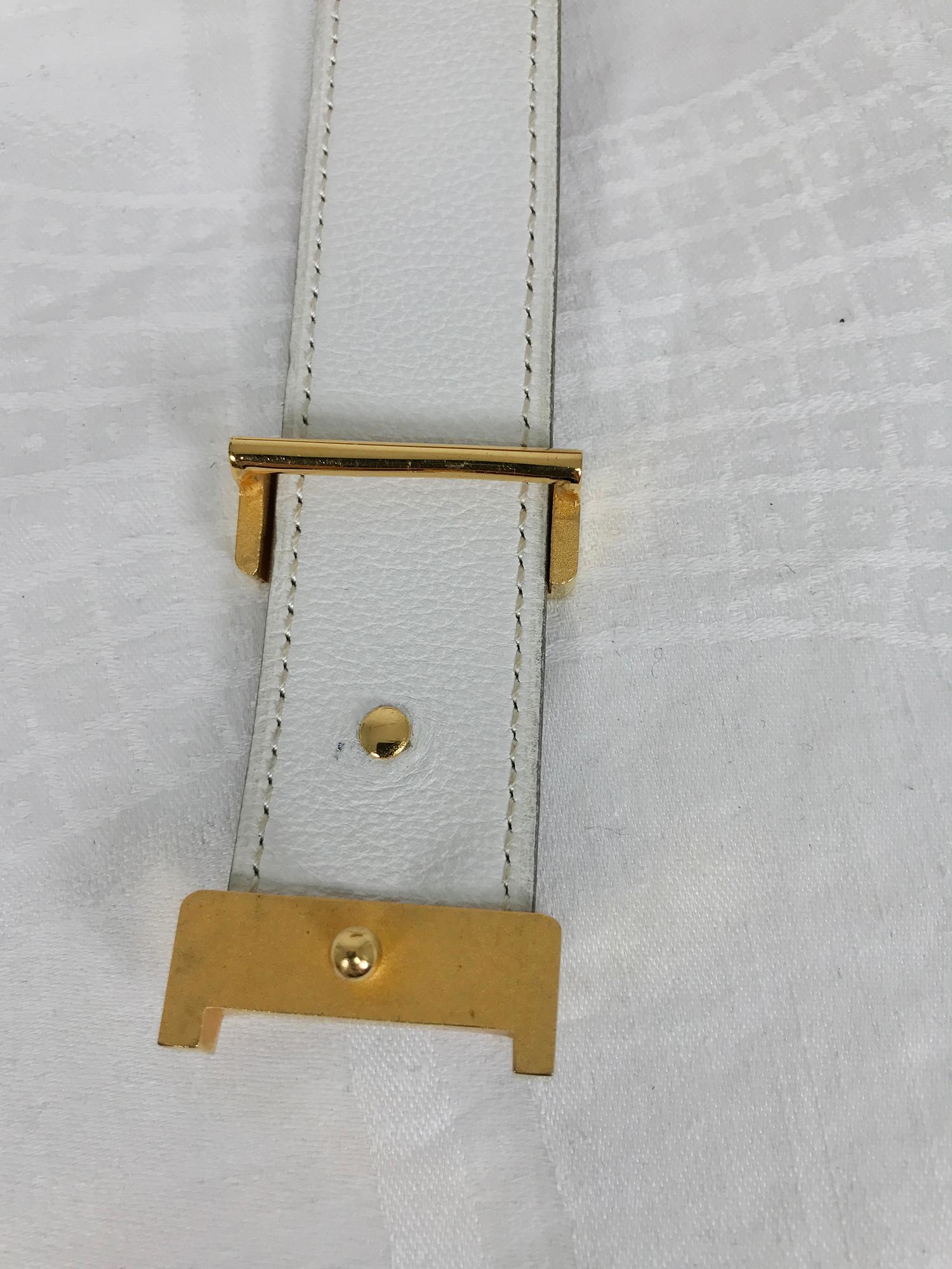 Brown Hermes Gold Constance H Buckle and Tan Cream Belt Vintage 1970s
