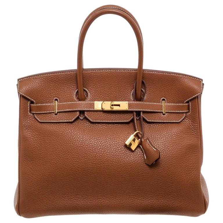 Hermes Gold Courchevel Leather Birkin 35 cm GHW Handbag at 1stDibs
