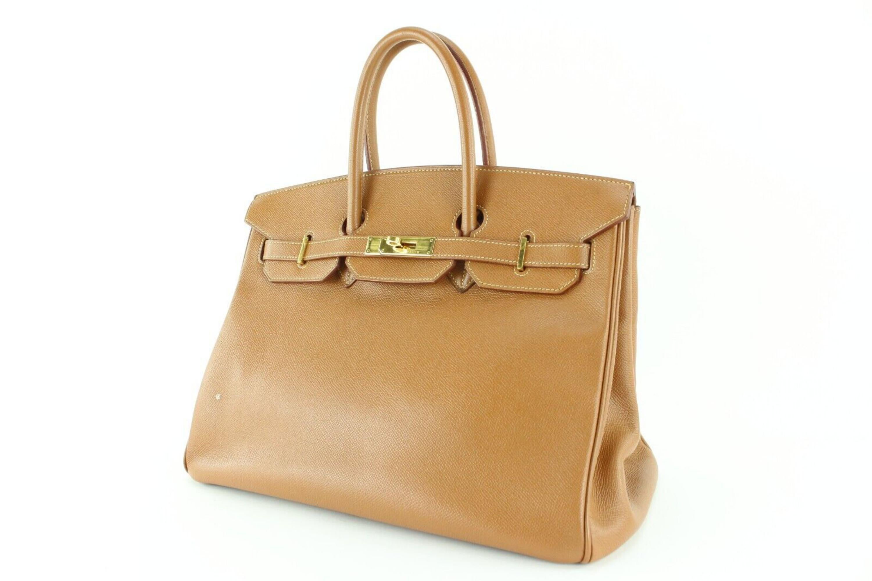 Hermes Gold Courchevel Leather Birkin 35 GHW 1H1101 For Sale 7