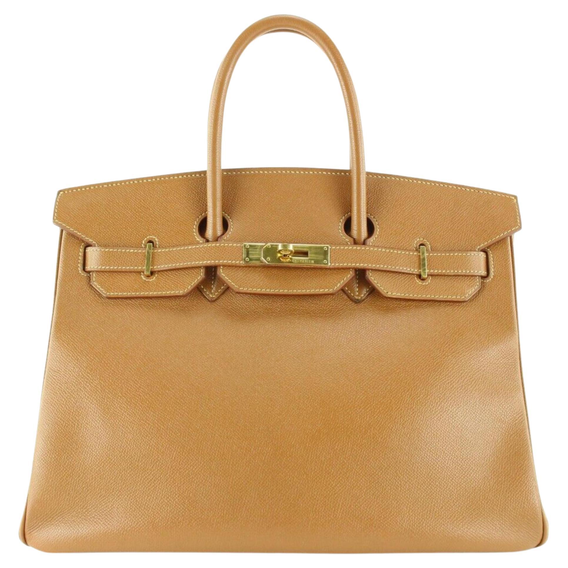 Hermes Gold Courchevel Leather Birkin 35 GHW 1H1101 For Sale