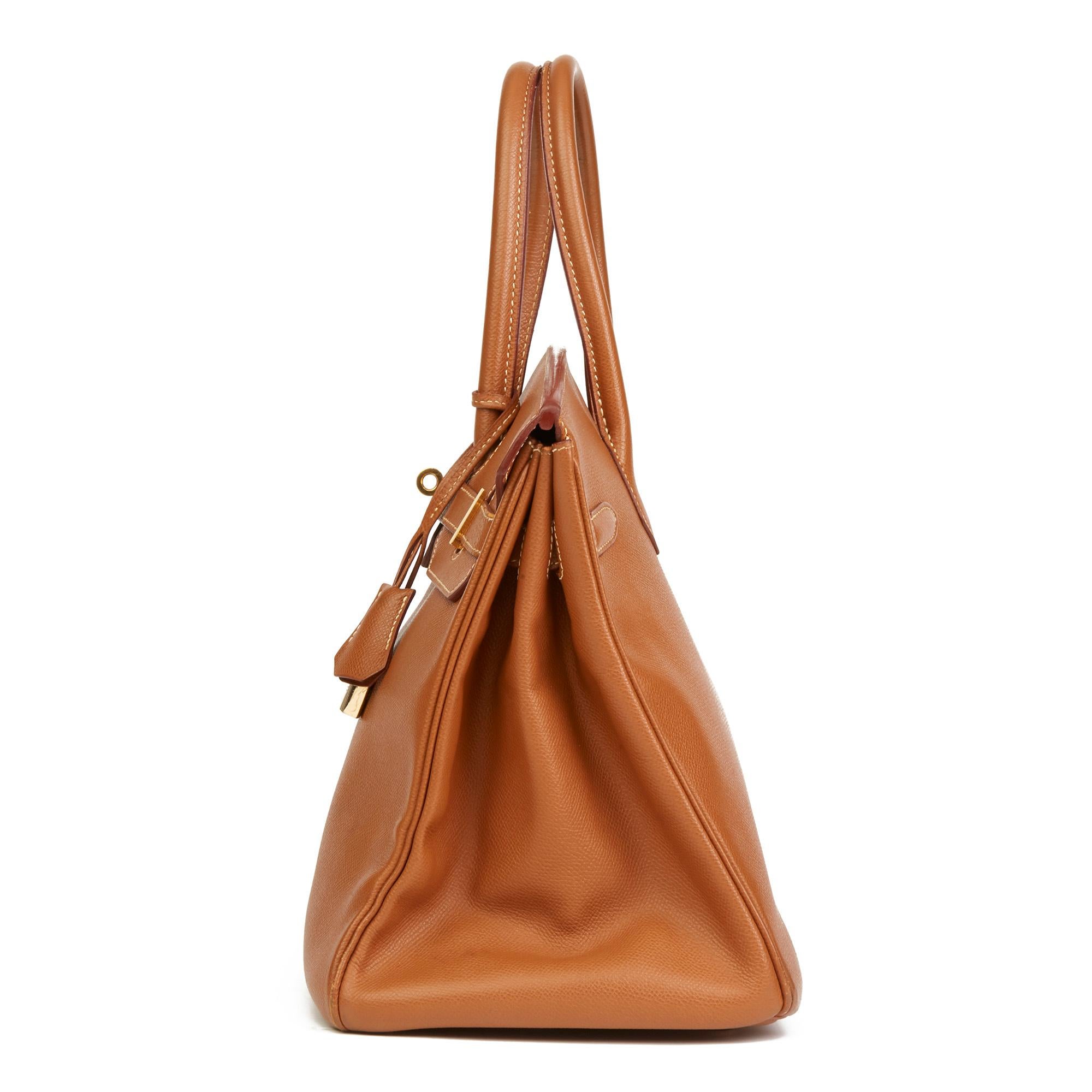 Brown Hermès Gold Courchevel Leather Birkin 35cm