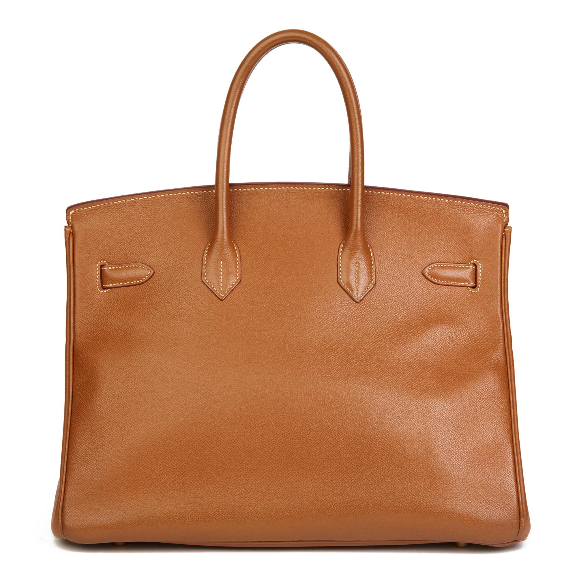 Hermès Gold Courchevel Leather Birkin 35cm In Fair Condition In Bishop's Stortford, Hertfordshire