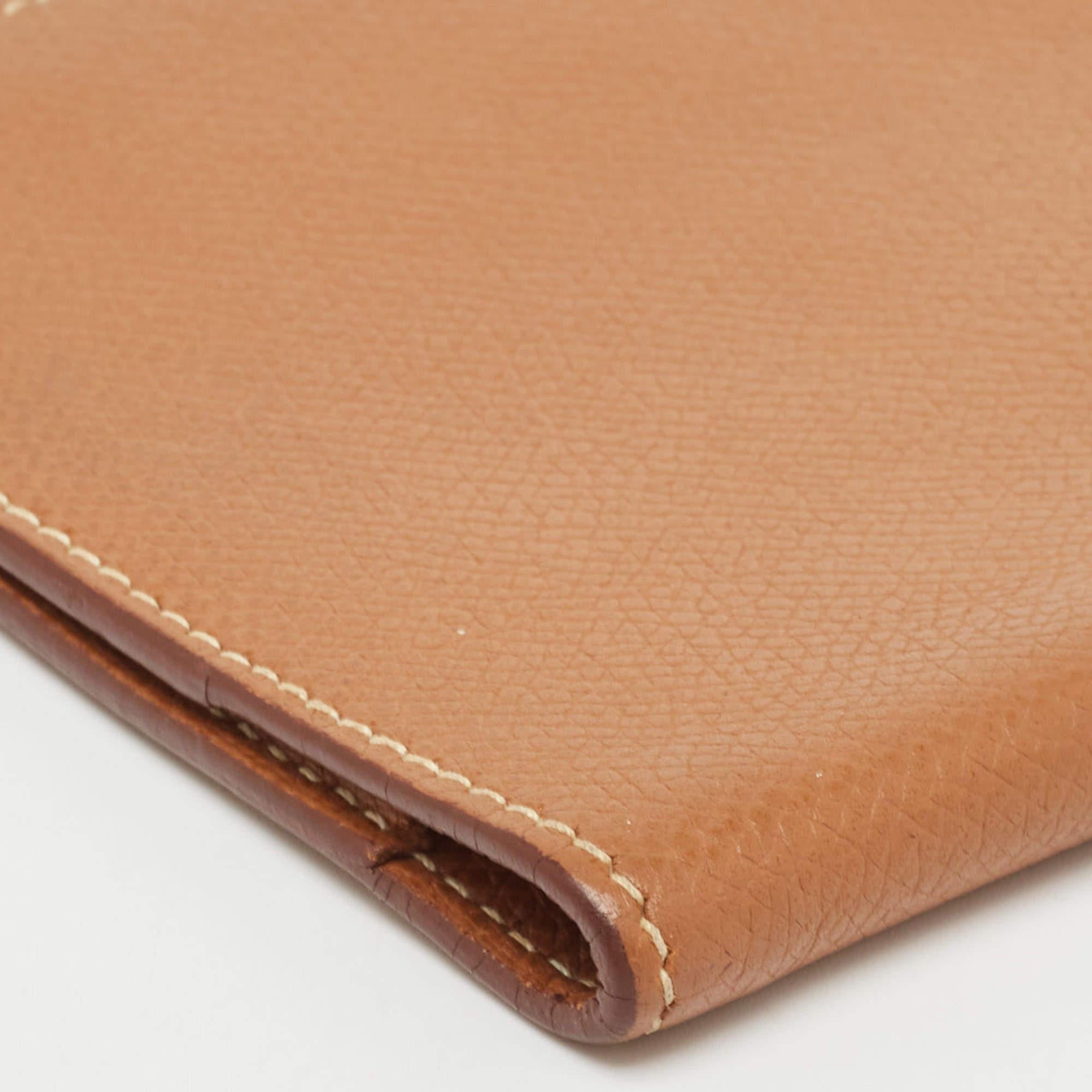 Hermes Gold Courchevel Leather Globe-Trotter Mini Agenda Cover 6