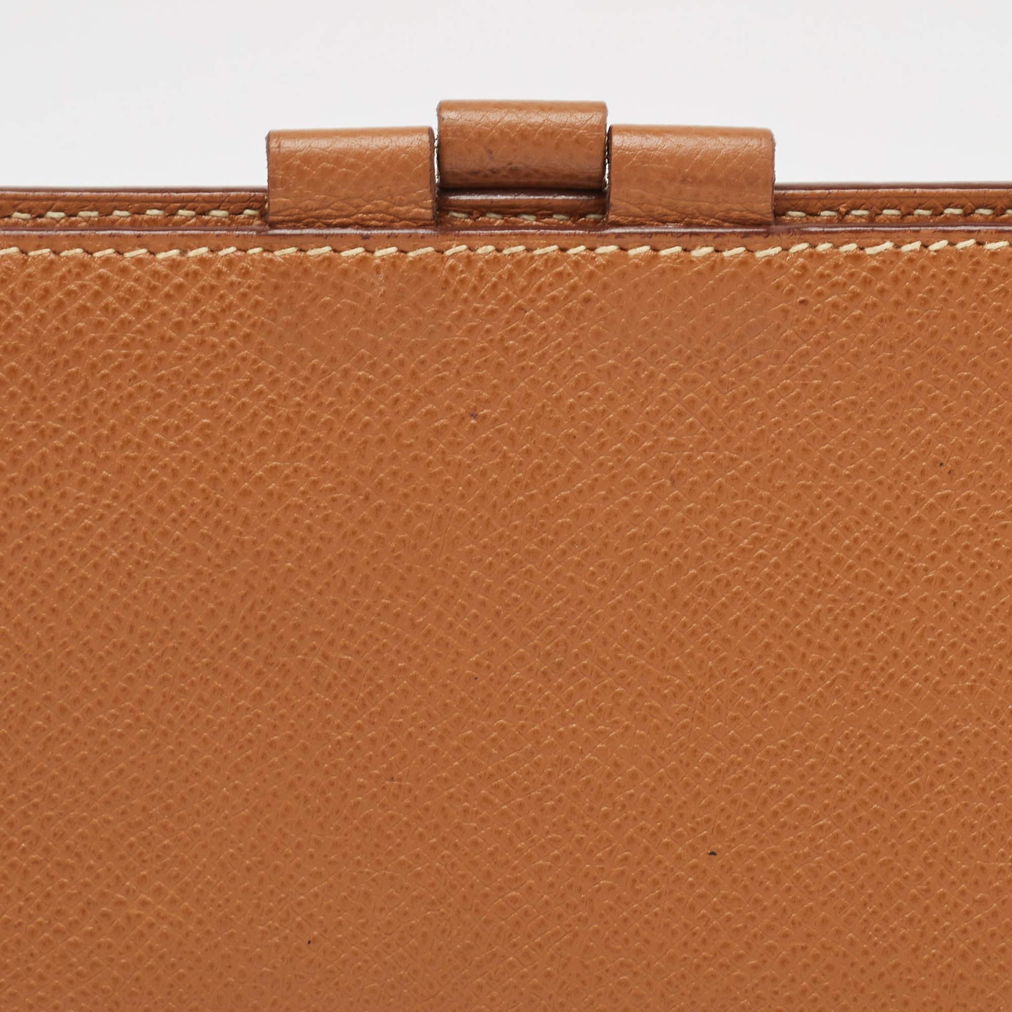 Hermes Gold Courchevel Leather Globe-Trotter Mini Agenda Cover 1