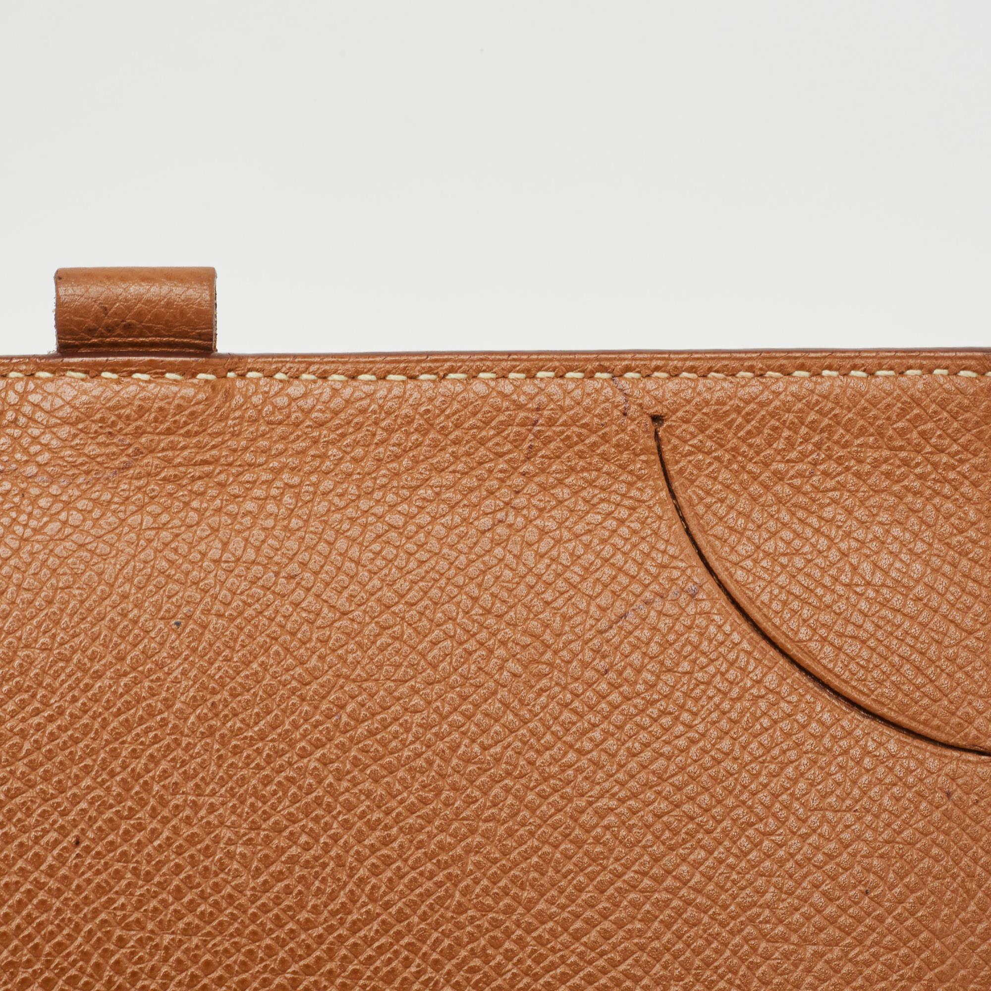 Hermes Gold Courchevel Leather Globe-Trotter Mini Agenda Cover 2