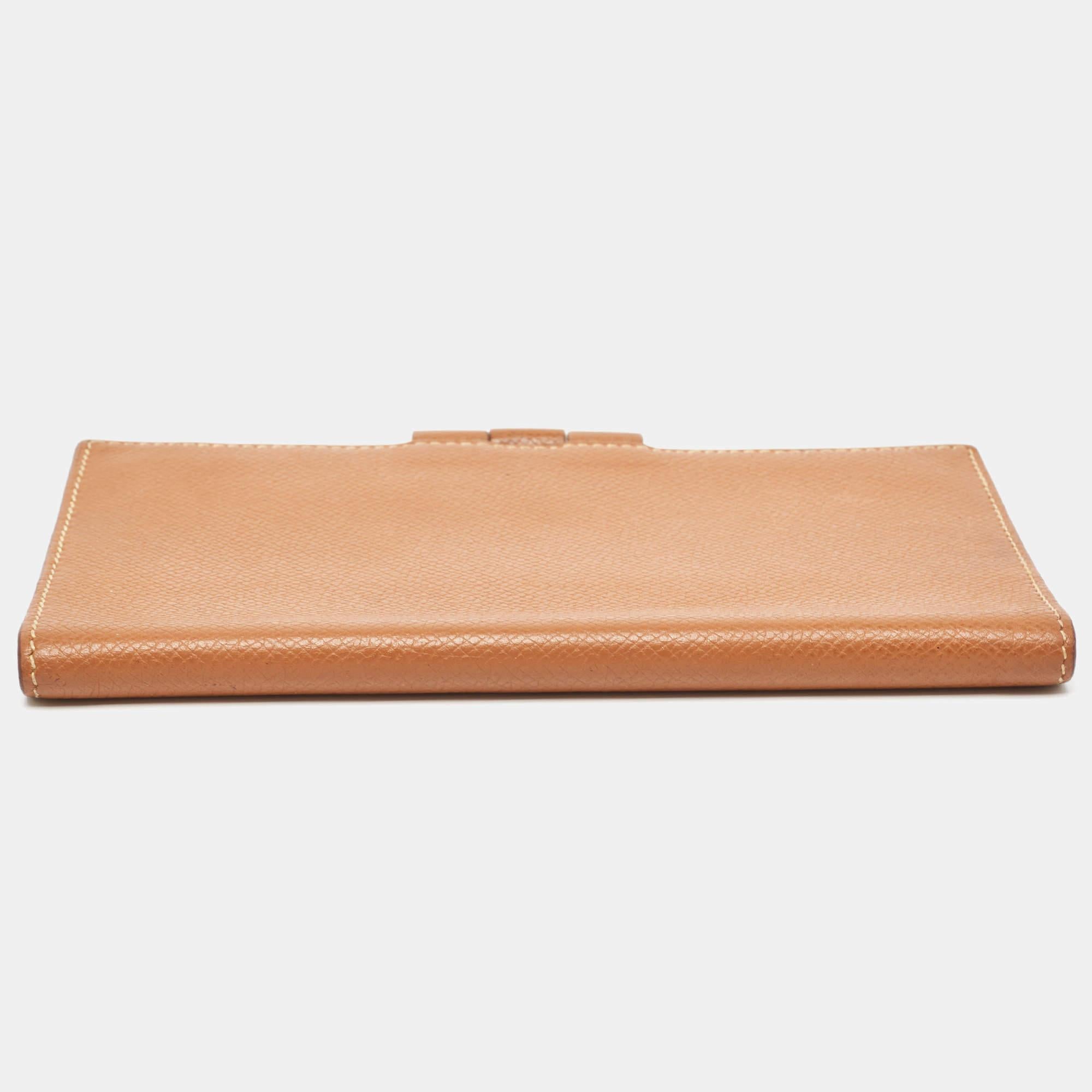 Hermes Gold Courchevel Leather Globe-Trotter Mini Agenda Cover 3