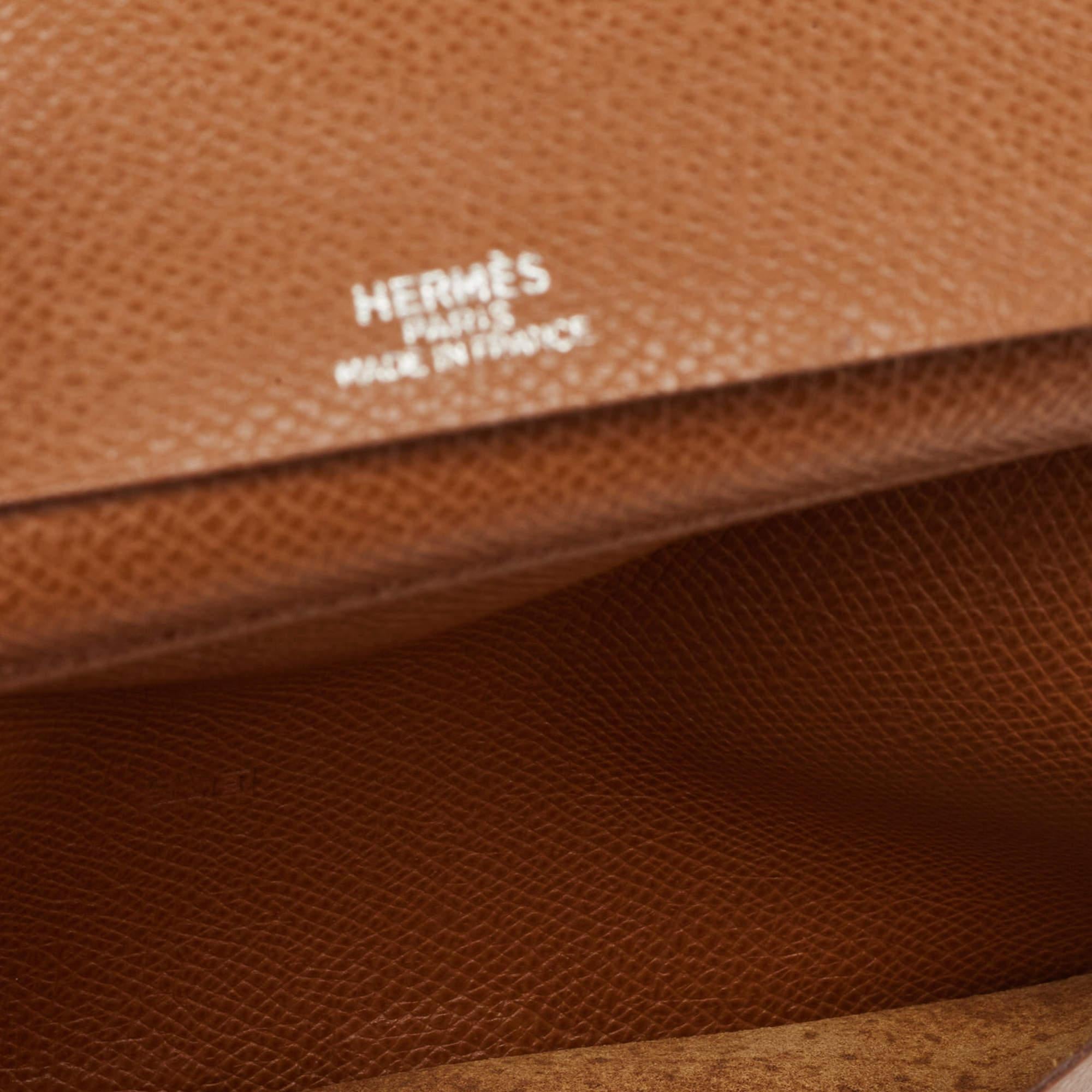 Hermes Gold Courchevel Leather Globe-Trotter Mini Agenda Cover 4