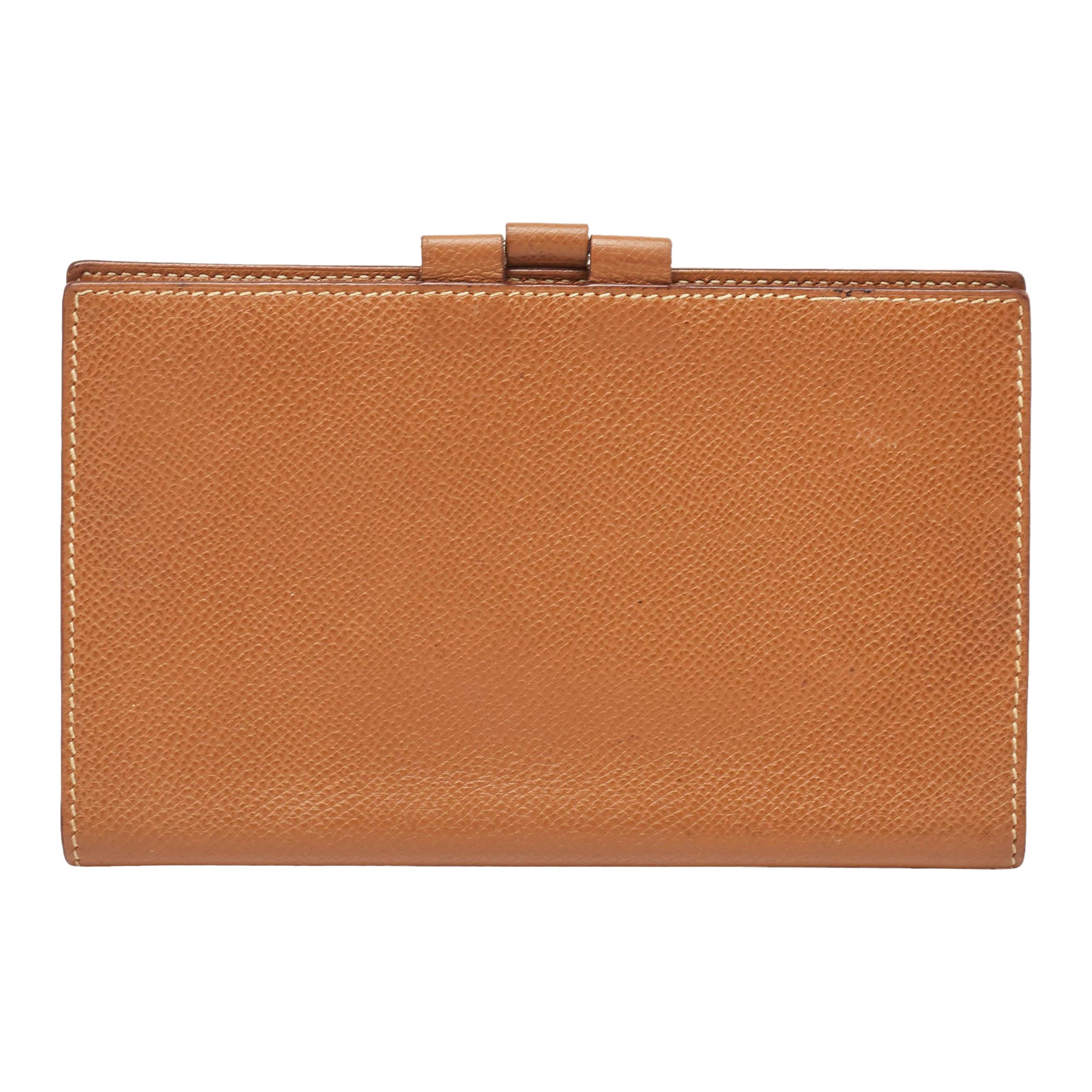 Hermes Gold Courchevel Leather Globe-Trotter Mini Agenda Cover