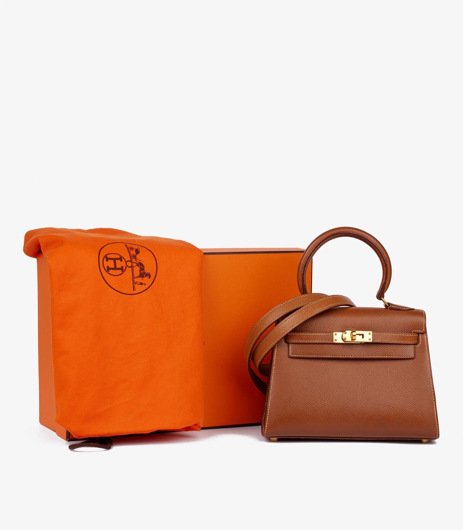 Hermès Gold Courchevel Leather Vintage Kelly 20cm im Angebot 6