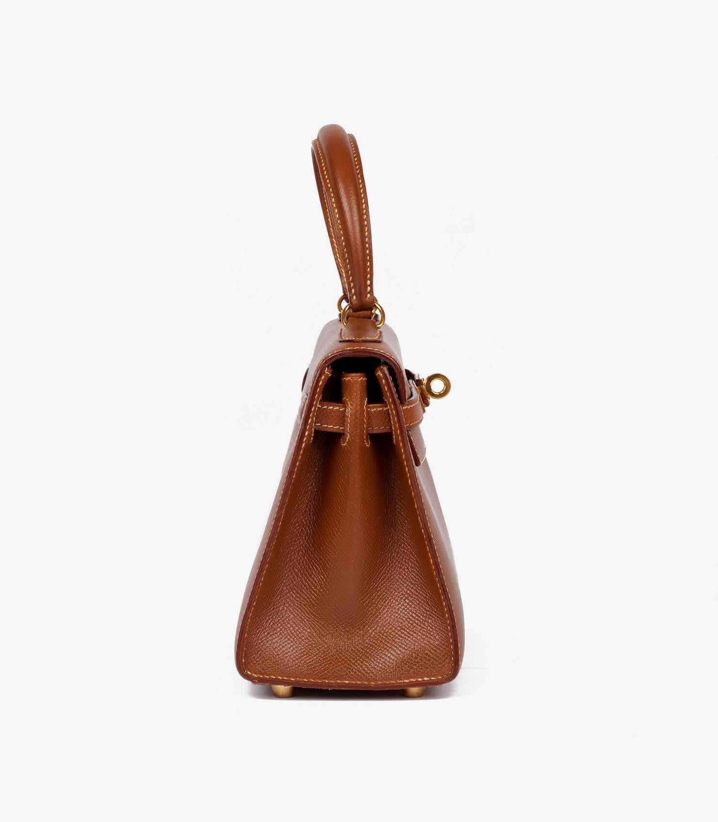 Hermès Gold Courchevel Leather Vintage Kelly 20cm (Braun) im Angebot