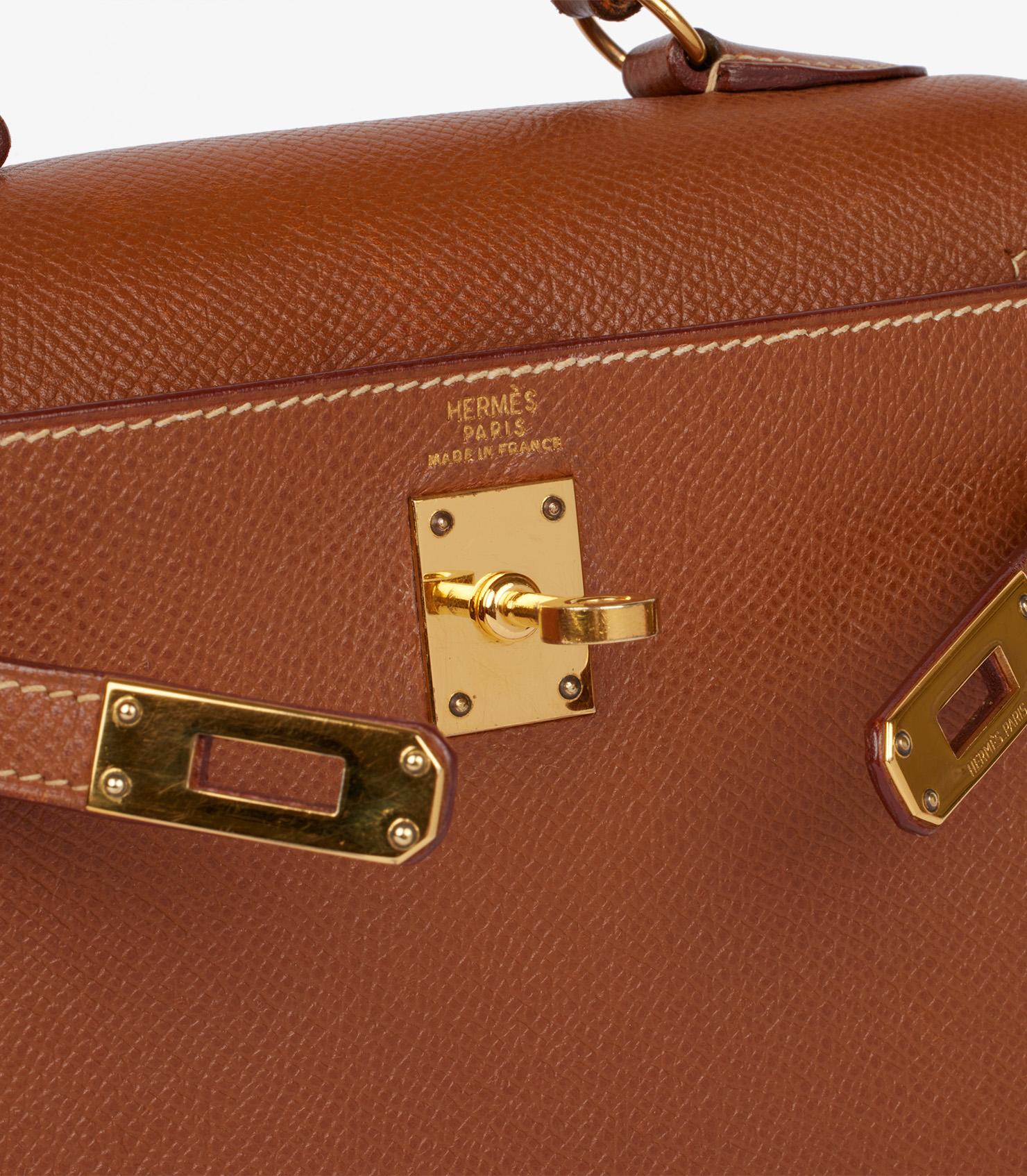 Hermès Gold Courchevel Leather Vintage Kelly 20cm im Angebot 2