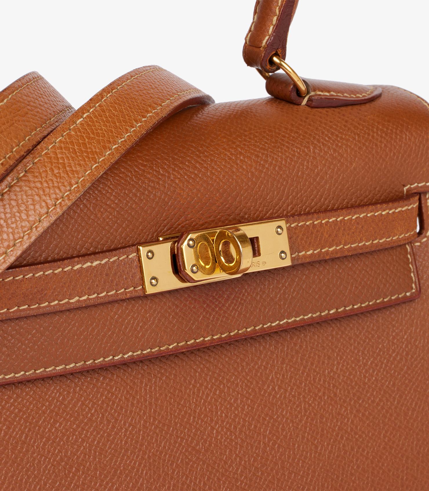 Hermès Gold Courchevel Leather Vintage Kelly 20cm im Angebot 3
