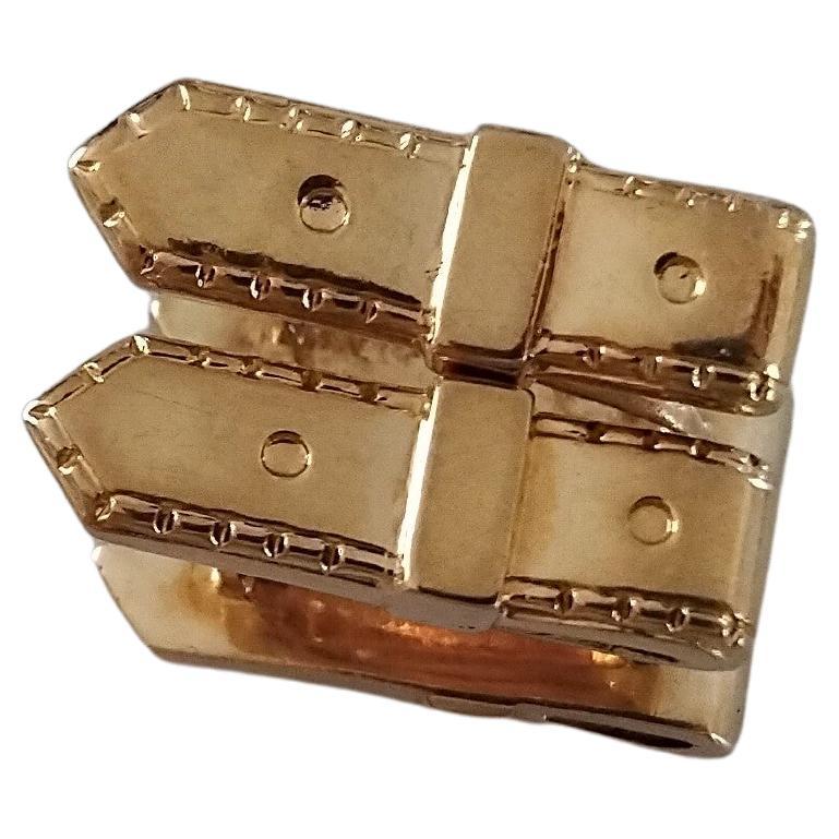 Hermès Gold Cufflinks Buckle Shaped Numbered Signed