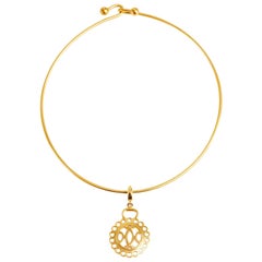 Hermès Gold Eclipse Cutout Disc Choker