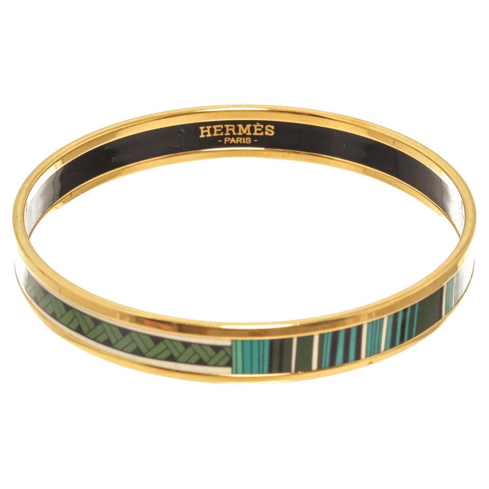 Enamel Bangle Hermes Gold Enamel Bangle at 1stDibs