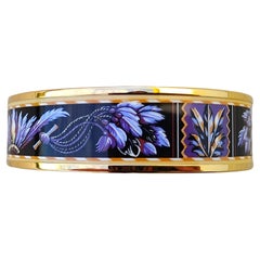 Hermès Gold Enamel Bracelet Brazil Feathers Purple S.65