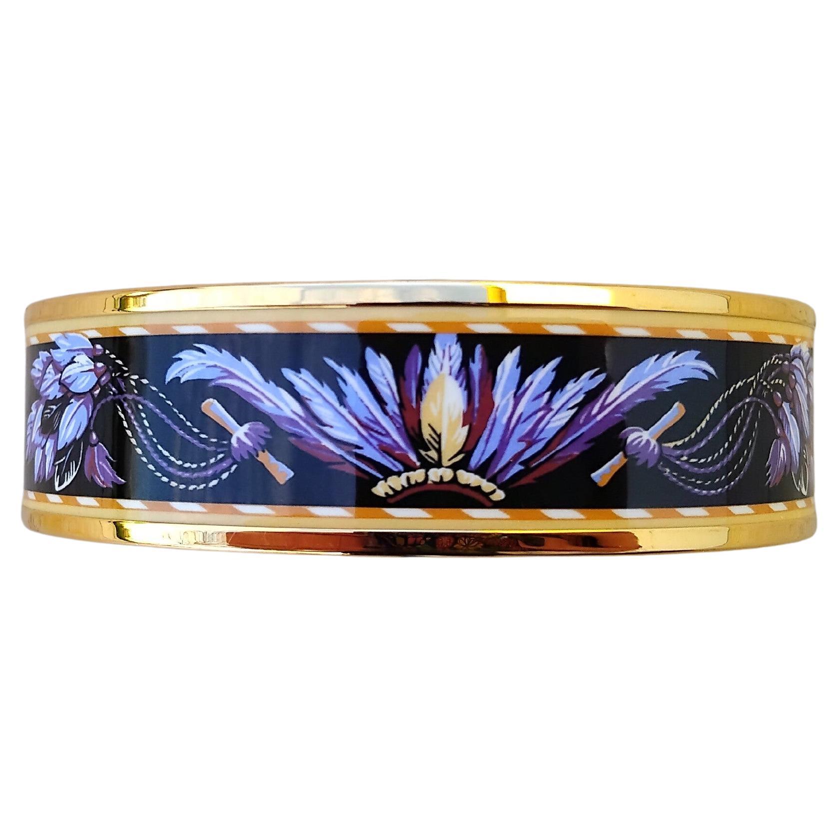 Hermès Pulsera Esmalte Oro Brasil Plumas Violeta S.65 en Nuevo estado para la venta en Corcoué Sur Logne, Loire-Atlantique