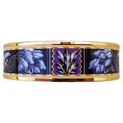 Hermès Gold Enamel Bracelet Brazil Feathers Purple S.65