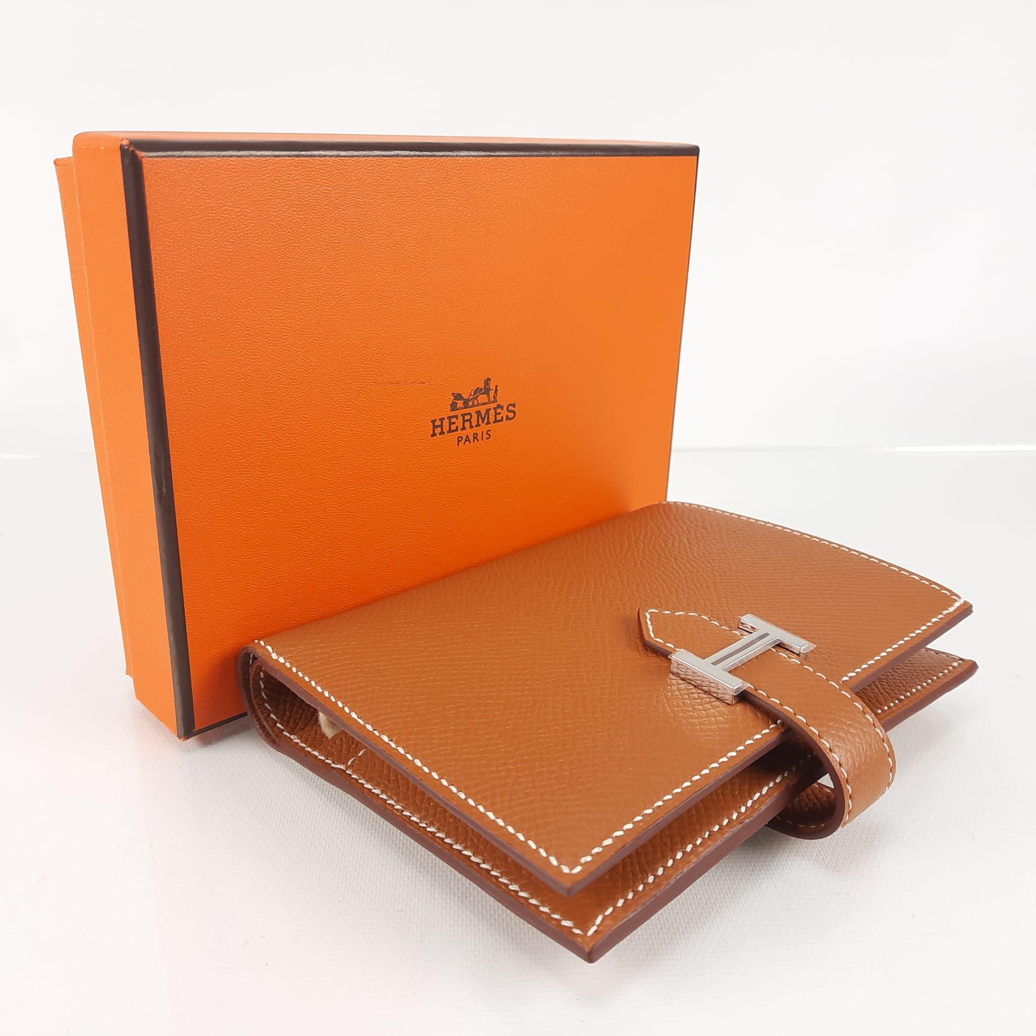 Hermes Gold Epsom calfskin Bearn Compact wallet For Sale 3